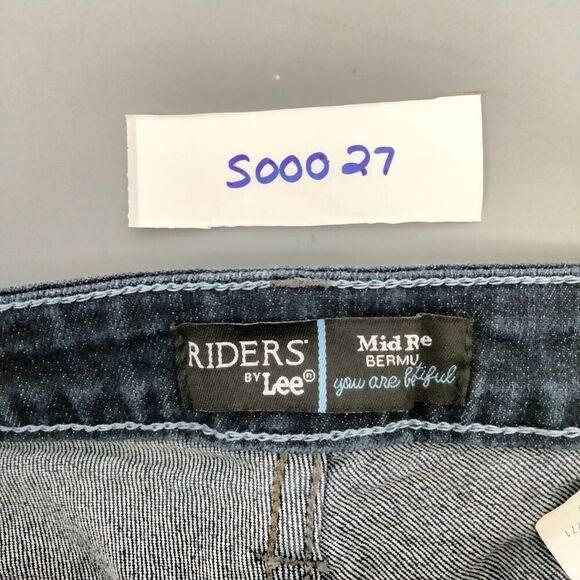 Riders By Lee Womens Size 16M Mid Rise Cutoff  Dark Wash Blue Denim Jean Shorts - Picture 7 of 7